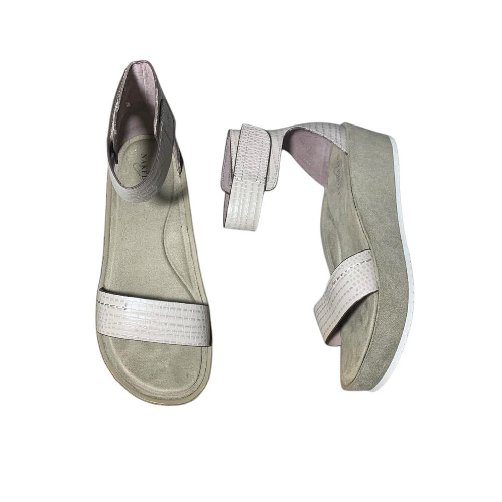 Naked Feet Renzi Flatform Leather Ankle Strap Sandal sz 8.5 Excellent